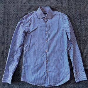 Hugo Boss Navy Striped Dress Shirt